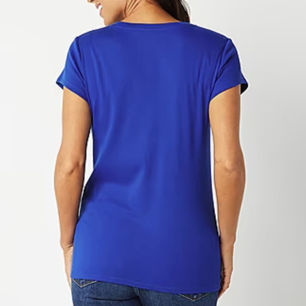 Liz Claiborne Womens Crew Neck Short Sleeve T-Shirt blue cotton - Picture 3 of 7